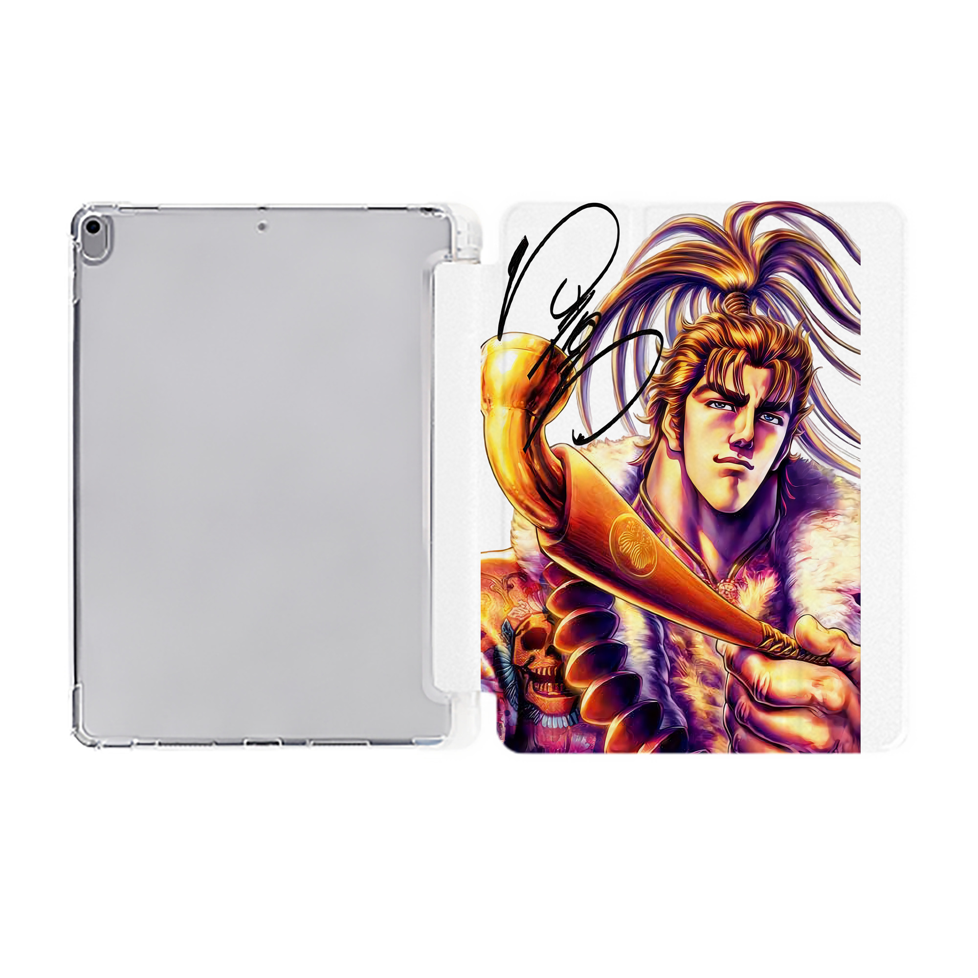 （画像用） 北斗の拳 Fist of the North Star IPad ケース ペン収納付き 三つ折りスタンド PUレザー×シリコン 対応機種9.5/10.5/10.9インチ